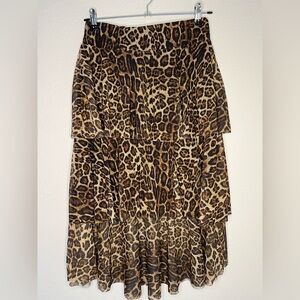 Leopard Print Tiered Skirt